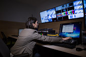 woman monitoring cctv